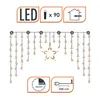 Cortina de luces LED con forma de estrellas, color blanco Vista previa de la imagen del producto 2
