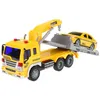 A yellow toy tow truck carrying a yellow toy taxi. Anteprima dell’immagine prodotto