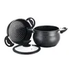 A set of cookware, including a pot with handles, a steamer insert, and a glass lid, arranged on a white background. Produktbild-Vorschau