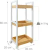 Vozík Relaxdays, 3 přihrádky, bambus, rozměry: 80 x 30 x 20 Náhled obrázku produktu 4