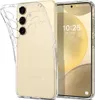 A clear protective case with glitter is shown on a gold smartphone. Produktbild-Vorschau