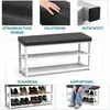 Schuhbank 90 cm mit 2 Ablagen, PolyurethanSitz, für Flur Produktbild-Vorschau 5