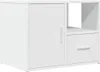 A white corner shelf unit with a cabinet and a drawer. Anteprima dell’immagine prodotto