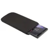 A black neoprene sleeve with a smartphone partially inserted. Produktbild-Vorschau
