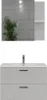 A bathroom vanity set with a sink and faucet, set against a tiled wall. Produktbild-Vorschau