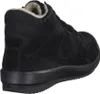 A black suede boot with a fur lining is shown from the side and back. Anteprima dell’immagine prodotto