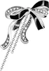 A close-up of a silver bow-shaped earring with black accents and small diamonds. Produktbild-Vorschau