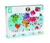 The image shows the packaging of a children's bath puzzle featuring a world map with animals. Produktbild-Vorschau