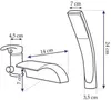 Diagram showing dimensions of a bathtub faucet and shower head. Produktbild-Vorschau