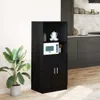 A black kitchen cabinet with a microwave and teapot on display, set against a plain wall and a kitchen background. Anteprima dell’immagine prodotto