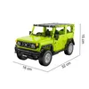 A lime green toy car with black accents and wheels, shown from a side-angle with dimensions indicated. Voir les images du produit