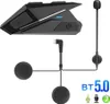 A black motorcycle Bluetooth headset with its accessories, including speakers and a microphone, displayed on a white background. Náhled obrázku produktu