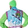 A person wearing a ski suit with a graphic print of a snowboarder. Produktbild-Vorschau
