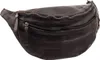 A black leather belt bag is shown against a white background. Produktbild-Vorschau