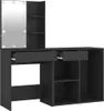 vidaXL LED-make-up tafel met kast, zwart, houtvezel Productafbeelding-voorbeeld 1