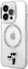 A clear, professional shot of an iPhone 13 Pro Max with a transparent Karl Lagerfeld case featuring the iconic Karl and Choupette design. Produktbild-Vorschau