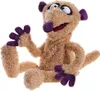 A plush toy meerkat puppet with purple accents is shown against a white background. Voir les images du produit