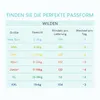 A size chart for diapers, showing different sizes and corresponding weight ranges, as well as recommended diaper counts per delivery and per day. Produktbild-Vorschau