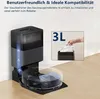 A robot vacuum cleaner docking station with a dust bag being inserted into the station. Produktbild-Vorschau