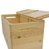 A close-up, angled view of a wooden storage box with its lid partially open, set against a white background. Anteprima dell’immagine prodotto