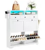 Schuhschrank schmal 96x24.5x111 cm Weiß mit 4 Klappen, Produktbild-Vorschau 3