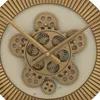 Close-up of a mechanical clock with visible gears and hands. Voir les images du produit