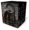 The image shows the packaging of a black electric kettle. Náhled obrázku produktu