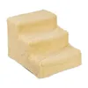 A three-step pet stair covered in beige fleece. Náhled obrázku produktu