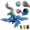 A collection of iridescent, crystal-like dragon figures and dragon eggs, displayed on a white background. Produktbild-Vorschau