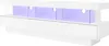 A white, high-gloss TV stand with integrated LED lighting in purple. Náhľad obrázku produktu