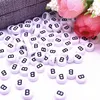 Perles pour lettres, 30 pièces, 4x7 mm, blanc avec noir, Voir les images du produit 1