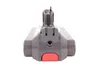 A close-up, front-facing view of a gray and red battery pack, likely for a vacuum cleaner, against a white background. Voir les images du produit