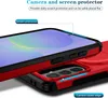 Close-up view of a red phone case with black accents, highlighting its camera and screen protection features. Produktbild-Vorschau