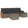 6-tlg. Garten-Sofagarnitur mit Kissen Grau Poly Rattan Produktbild-Vorschau 1