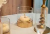 Set aus 3 Windlichtern "Sommer" - Glas und Holz - Produktbild-Vorschau 4