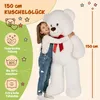 A young girl hugging a large white teddy bear, with marketing text and icons on a green and yellow background. Anteprima dell’immagine prodotto