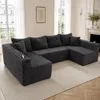 Cord-Sofa U-Form Wohnlandschaft mit Federkern U-förmiges Produktbild-Vorschau 2