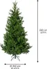 A green artificial Christmas tree on a white background with size indicators. Podgląd zdjęcia produktu