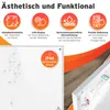 Marketing image showing features of an infrared heater with icons and text descriptions. Produktbild-Vorschau