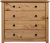 A front view of a wooden chest of drawers with four drawers, each with a black knob. Náhľad obrázku produktu