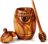Honigtopf mit Honiglöffel aus Olivenholz 12 cm Produktbild-Vorschau 5