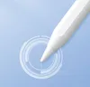 A white stylus pen is shown hovering over a circular graphic on a light blue background. Produktbild-Vorschau
