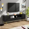 MODFU Meuble TV Noir avec 2 Portes et 2 Tiroirs, Meuble Bas Voir les images du produit 2