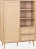 sweeek - Highboard mit Rattan-Geflecht und Holzdekor 1 Tür, Produktbild-Vorschau 1