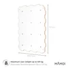 A white climbing wall module with measurement indicators and text. Produktbild-Vorschau