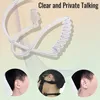 A product image featuring a clear coiled earpiece and microphone for a walkie-talkie, with inset images showing people wearing the device. Produktbild-Vorschau