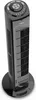 A black and gray tower fan with a control panel on top, placed on a circular black base against a white background. Produktbild-Vorschau