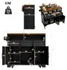 A collage of images showing a kitchen island/cart with dimensions and a 3D view of the product. Náhled obrázku produktu