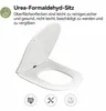 A white toilet seat is shown with text and icons describing its features. Anteprima dell’immagine prodotto