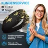 A woman is smiling and clapping her hands in front of a product image. The image also contains text and icons related to customer service and company information. Produktbild-Vorschau